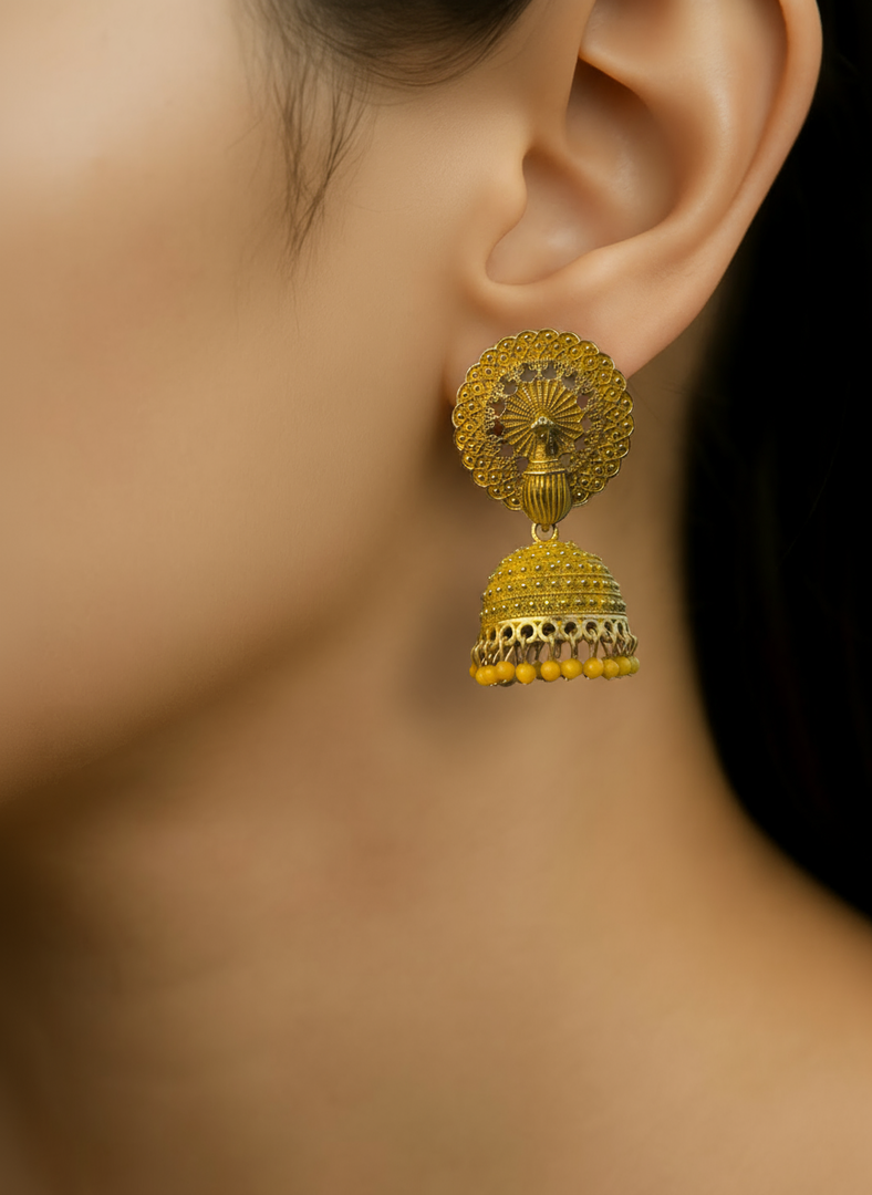 Golden Dome Jhumka Earrings