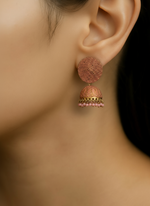 Load image into Gallery viewer, Rose Gold Textured Dome Jhumka Earrings