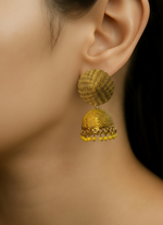 Load image into Gallery viewer, Golden Textured Dome Jhumka Earrings
