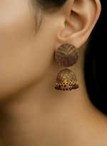 Load image into Gallery viewer, Maroon Dome Jhumka Earrings