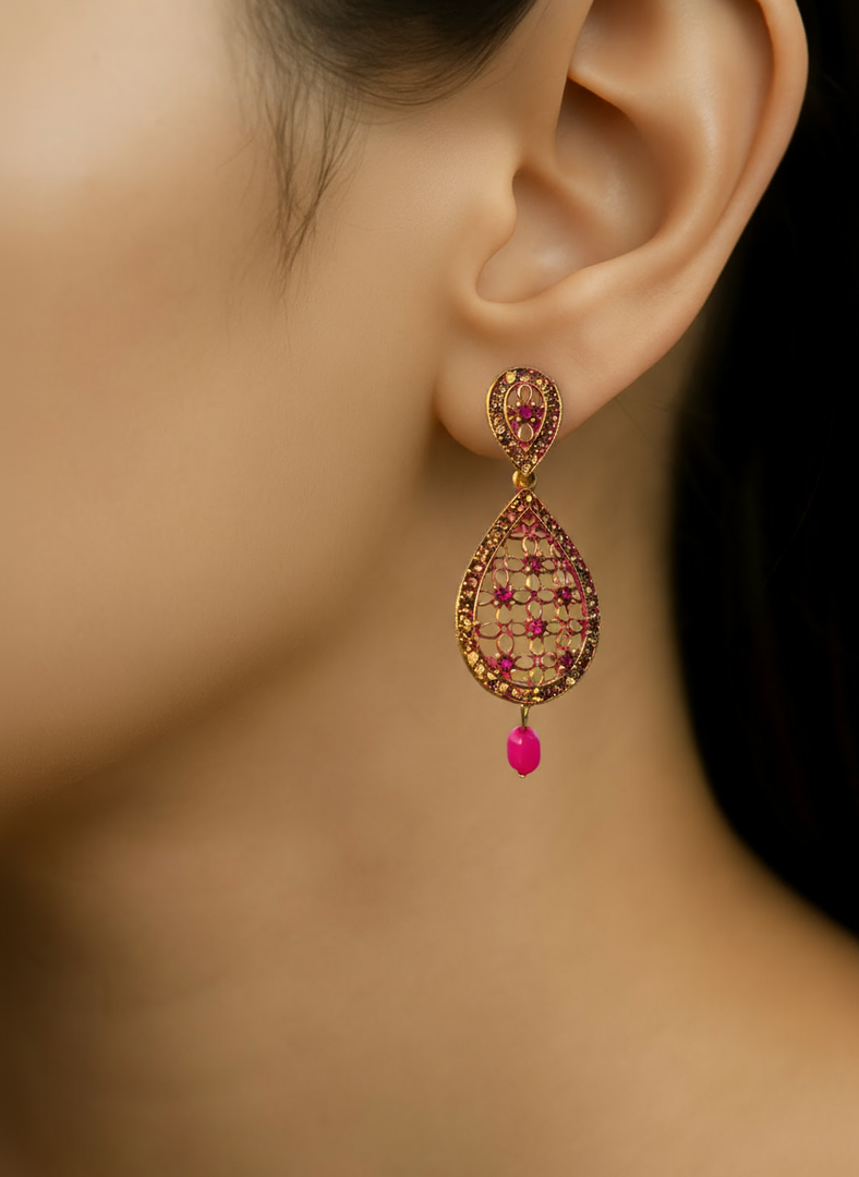 Pink Teardrop Dangle Earrings
