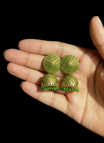 Load image into Gallery viewer, Emerald Green Jhumka Earrings