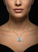 Load image into Gallery viewer, Teardrop Blue Stone Pendant Necklace with Halo Crystals