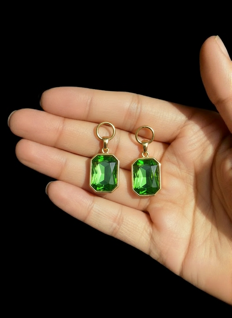 Emerald Green Crystal Drop Earrings