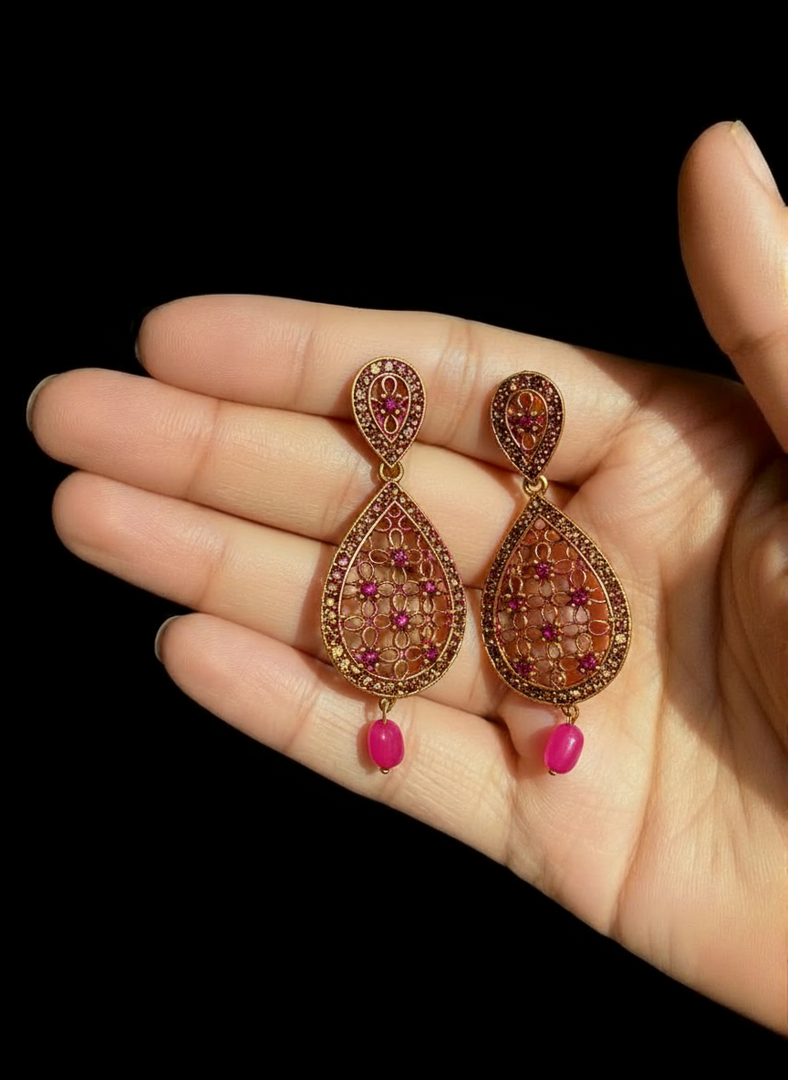 Pink Teardrop Dangle Earrings