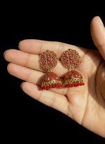 Load image into Gallery viewer, Red Jhumka Earrings
