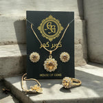 Load image into Gallery viewer, Golden Crystal Floral Jewelry Set
